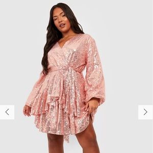 boohoo pink sequin dress